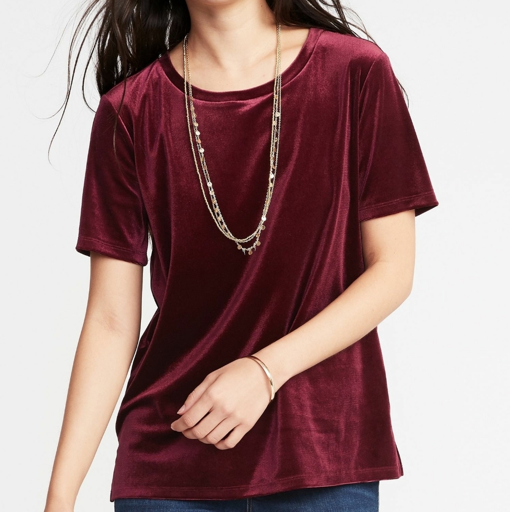 Wine colored jewel tone velvet top